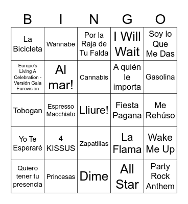 Bingo Musical! Bingo Card