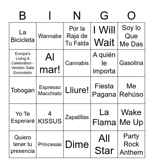 Bingo Musical! Bingo Card