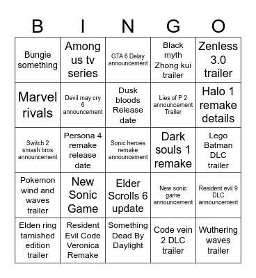 Untitled Bingo Card