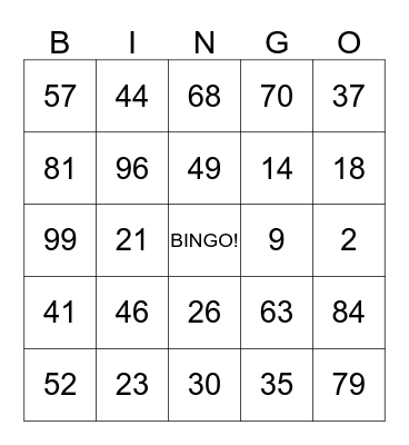 Bingokaart Bingo Card