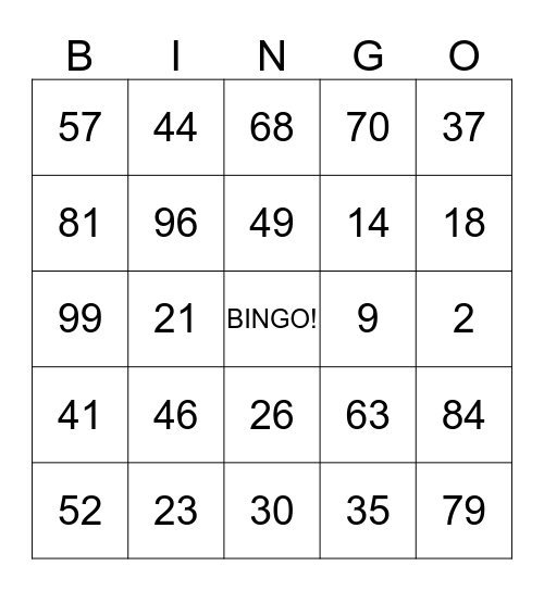 Bingokaart Bingo Card