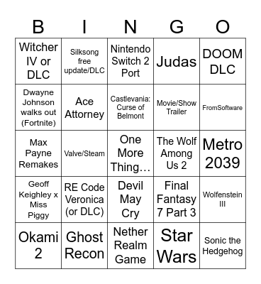 Summer Games Fest 2026 Bingo Card