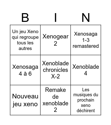 Nintendo Bingo Card