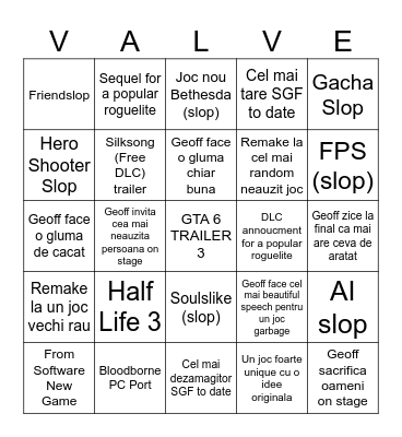 Summer Game Fest 2026 BINGO Card