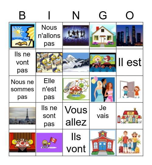 Les endroits Bingo Card