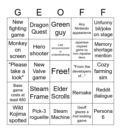 the steam frame WILL release Bingo Card