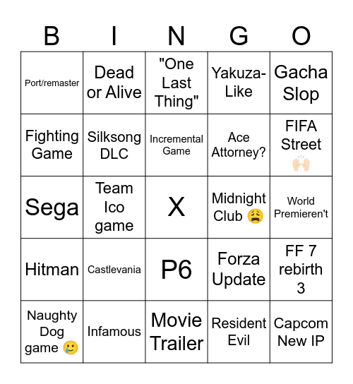 Summer Game Fest Bingo Card