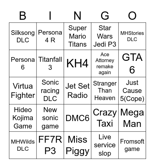 Summer Games Fest Bingo Card