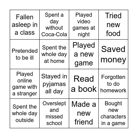 Have you ........ this year? Bingo Card