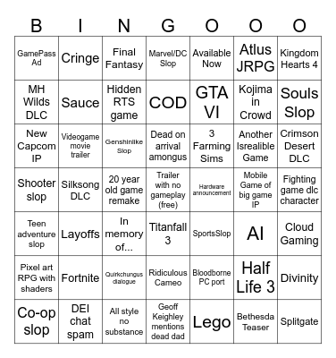 The Epic Summer Games Fest Drinking Bingo 2k26 Bingo Card