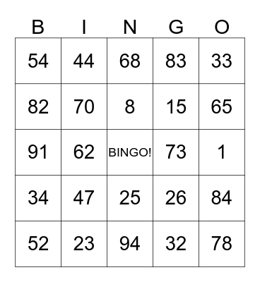 Bingokaart Bingo Card