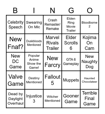 Summer Games Fest Bagma Bingo Card