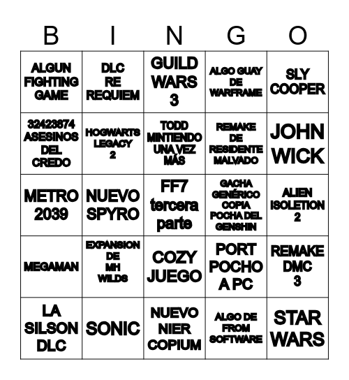 SUMMER GAME FEST 2026 Bingo Card