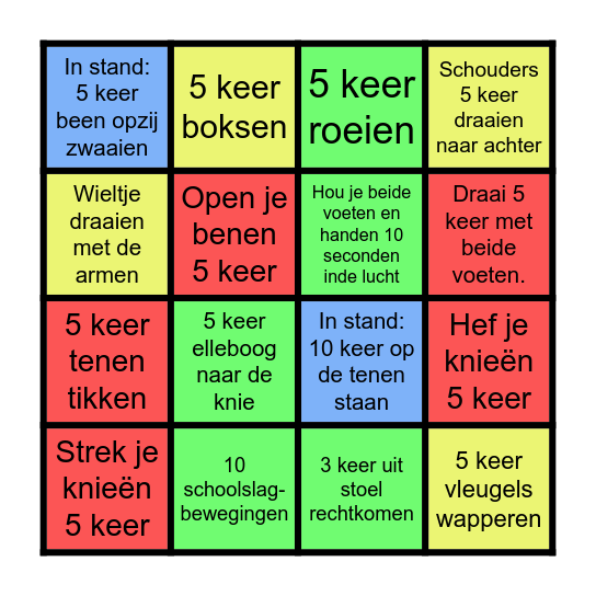De Buurtkamer Beweegbingo Card