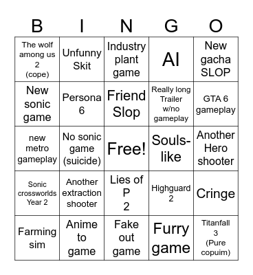 Summer Games Fest Bingo Card