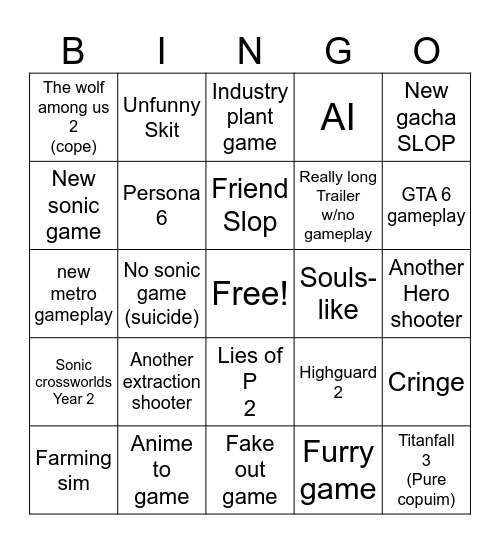 Summer Games Fest Bingo Card
