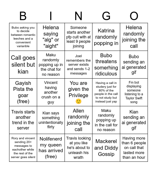 The Nerding Out Bingo! Bingo Card