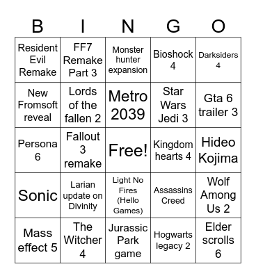 Summer Games Fest Bingo Card