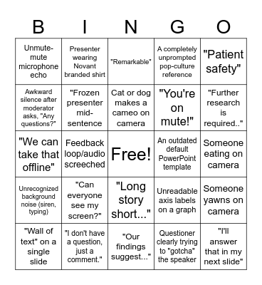 Research Symposium Bingo Card