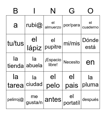 Final Exam Review Bingo Card