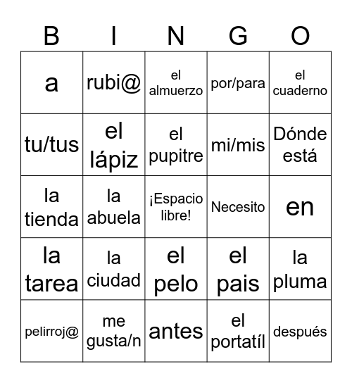 Final Exam Review Bingo Card