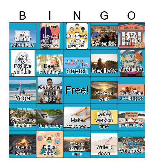 Low Cortisol Bingo Card