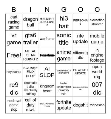 summer game festival 2026 <3333 geoff kihley Bingo Card