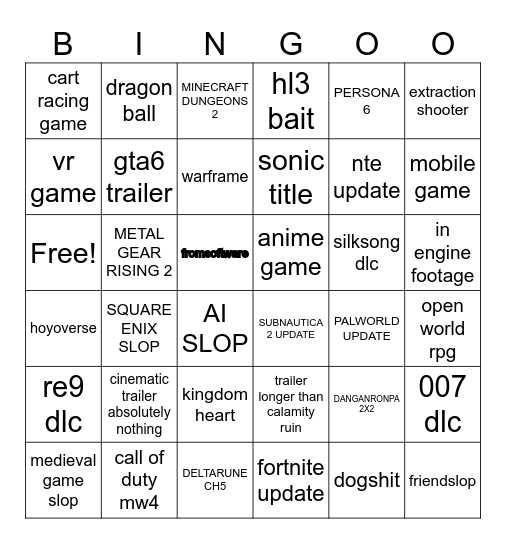 summer game festival 2026 <3333 geoff kihley Bingo Card