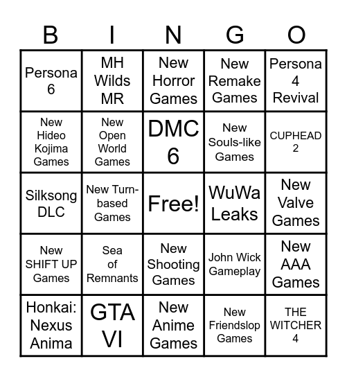 SGF Bingo Card