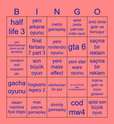 sgf tahmin bingo Card
