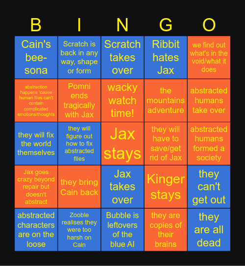 Last episode of TADC Bingo Card
