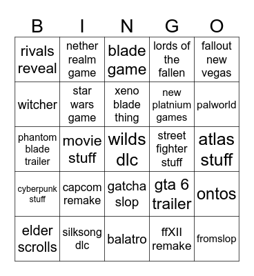 summer games fest Bingo Card