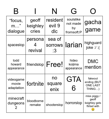 severomeo summer games fest bingo Card