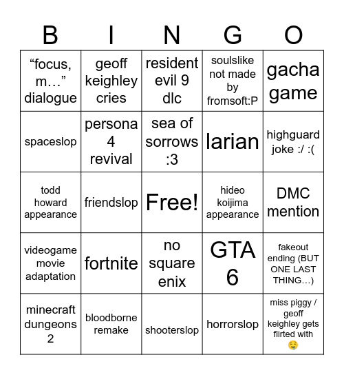 severomeo summer games fest bingo Card