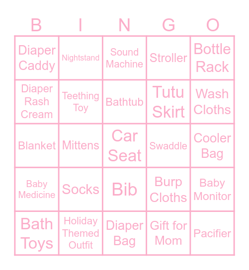 Baby Bingo Card