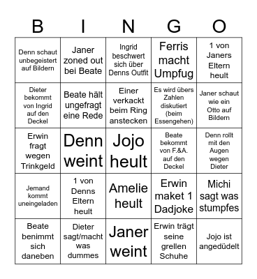 Wedding Bingo Card