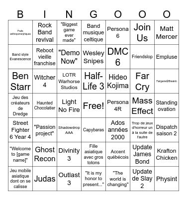 Mathieu Péloquin Palooza Bingo Card