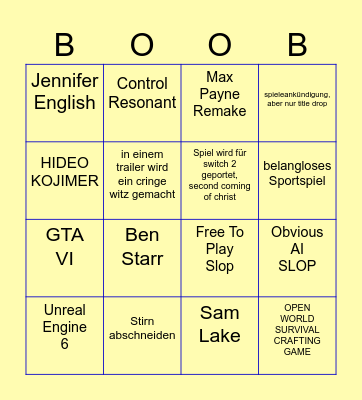 SUMMER GAYS BINGO Card
