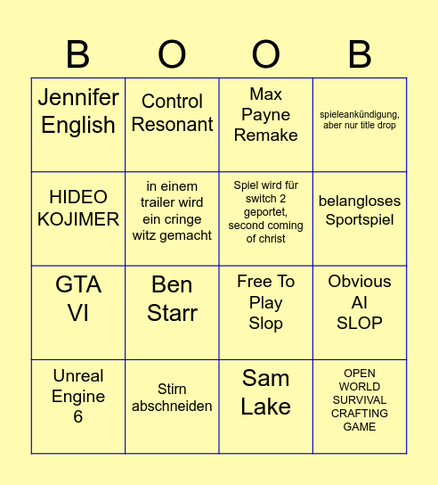 SUMMER GAYS BINGO Card