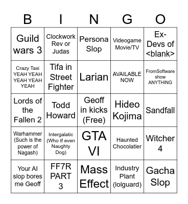 Summer games fest 2026 Bingo Card