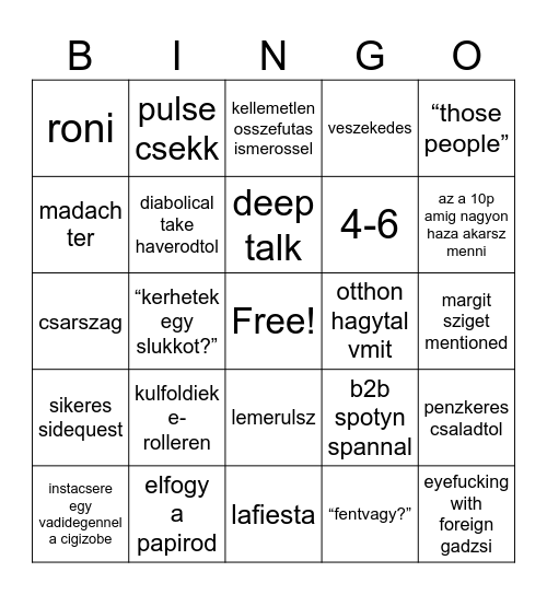budapest kimaradas bingo Card
