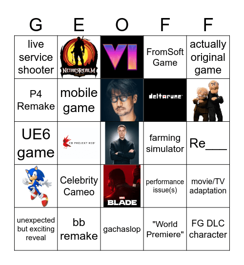 SGF 2026 Bingo Card