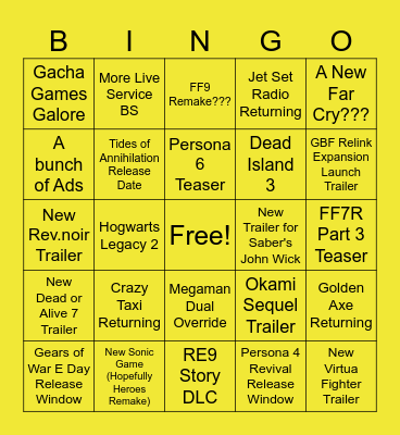 SUMMER GAMES FEST 2026 Bingo Card