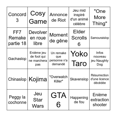 Summer Games Fest 2026 Bingo Card