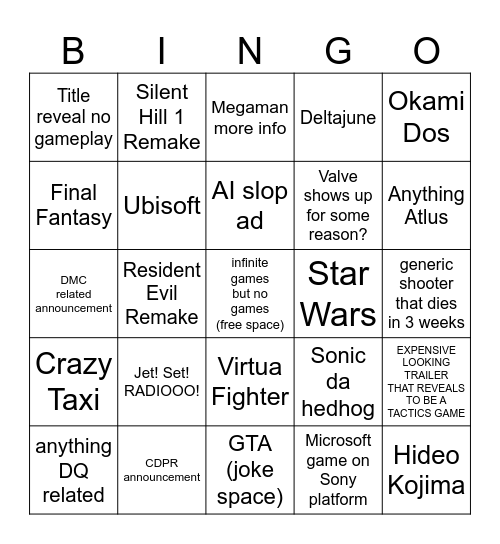 Summer Gaming Festivalities Bingo Card