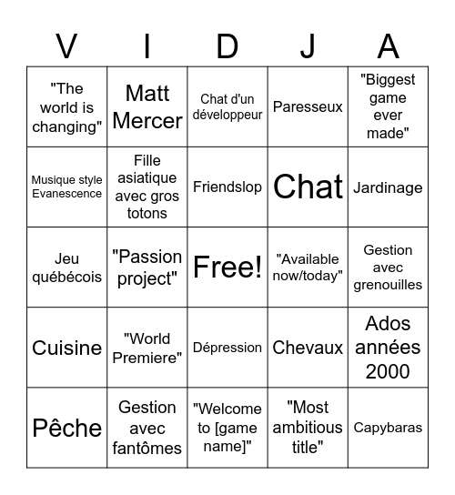 Day of the Devs / Wholesome Direct Bingo Card
