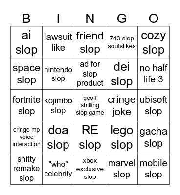 summer game fest slop Bingo Card