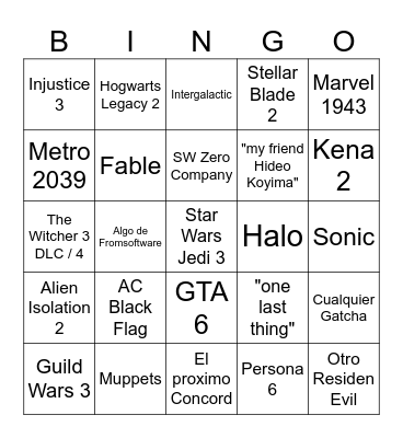 SUMMER GAME FEST Bingo Card