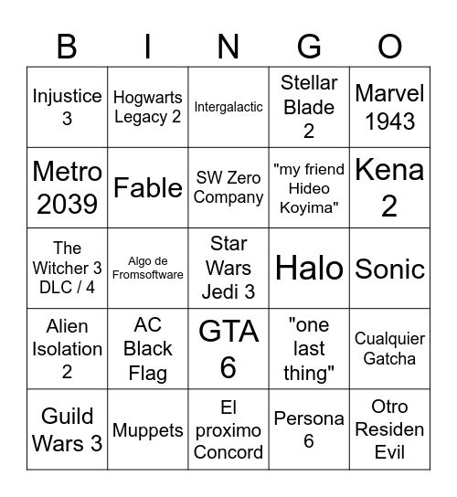 SUMMER GAME FEST Bingo Card