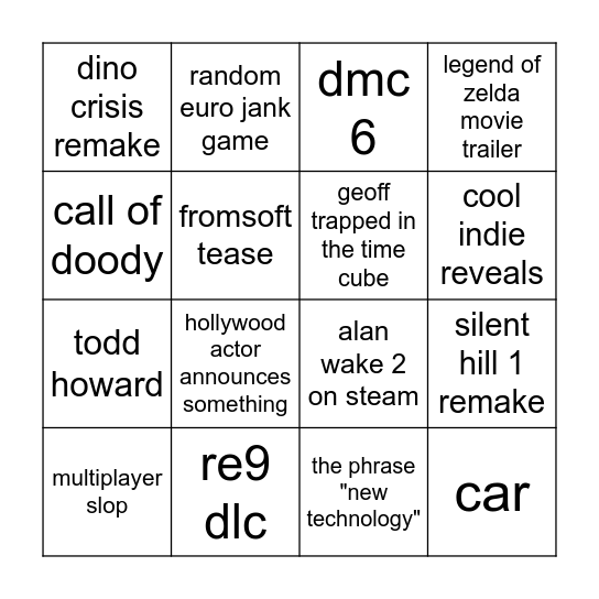 SGF 2026 Bingo Card